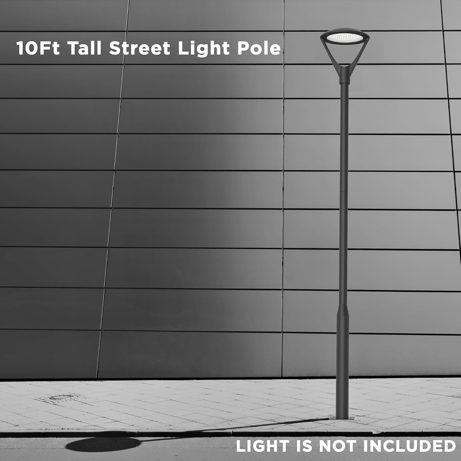 Round Steel Street Light Pole 10 FT Split Type Design Street Lamp Post with Mounting Rebar Cage Base for Street, Patio, Backyard, Park and Monitors