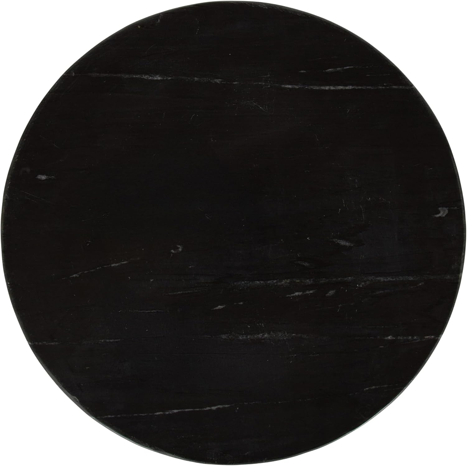 Kate and Laurel Baronet Glam Marble Round Side Table; 14 x 14 x 24; Black Marble and Gray Gunmetal; Marble Top Circle End Table for Use as a Bedroom Nightstand or Living Room Plant Stand Option