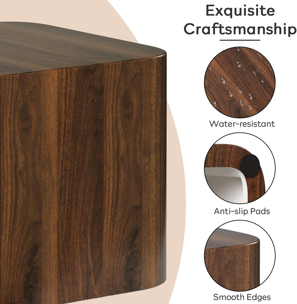 Nesting Coffee Table Set of 2, Modern Coffee Table and End Table Sets, Small Wooden Nesting Side Tables for Living Room Bedroom Apartment(Walnut)