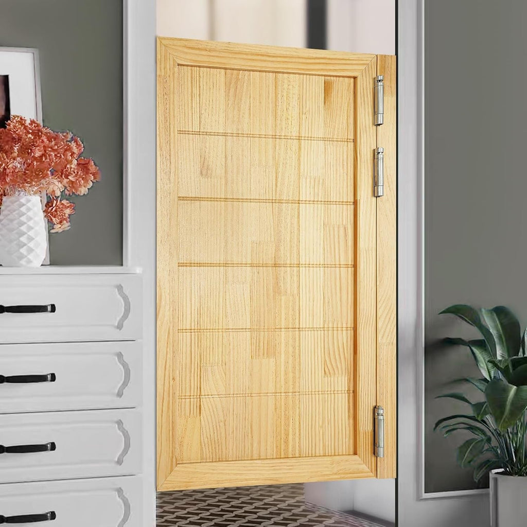 Cafe Swinging Doors,Wood Interior Saloon Half Partition Swing Door with 3 Hinges for House Kitchen Shop Entrance Pub Porch(23.6x35.4in-Wood)