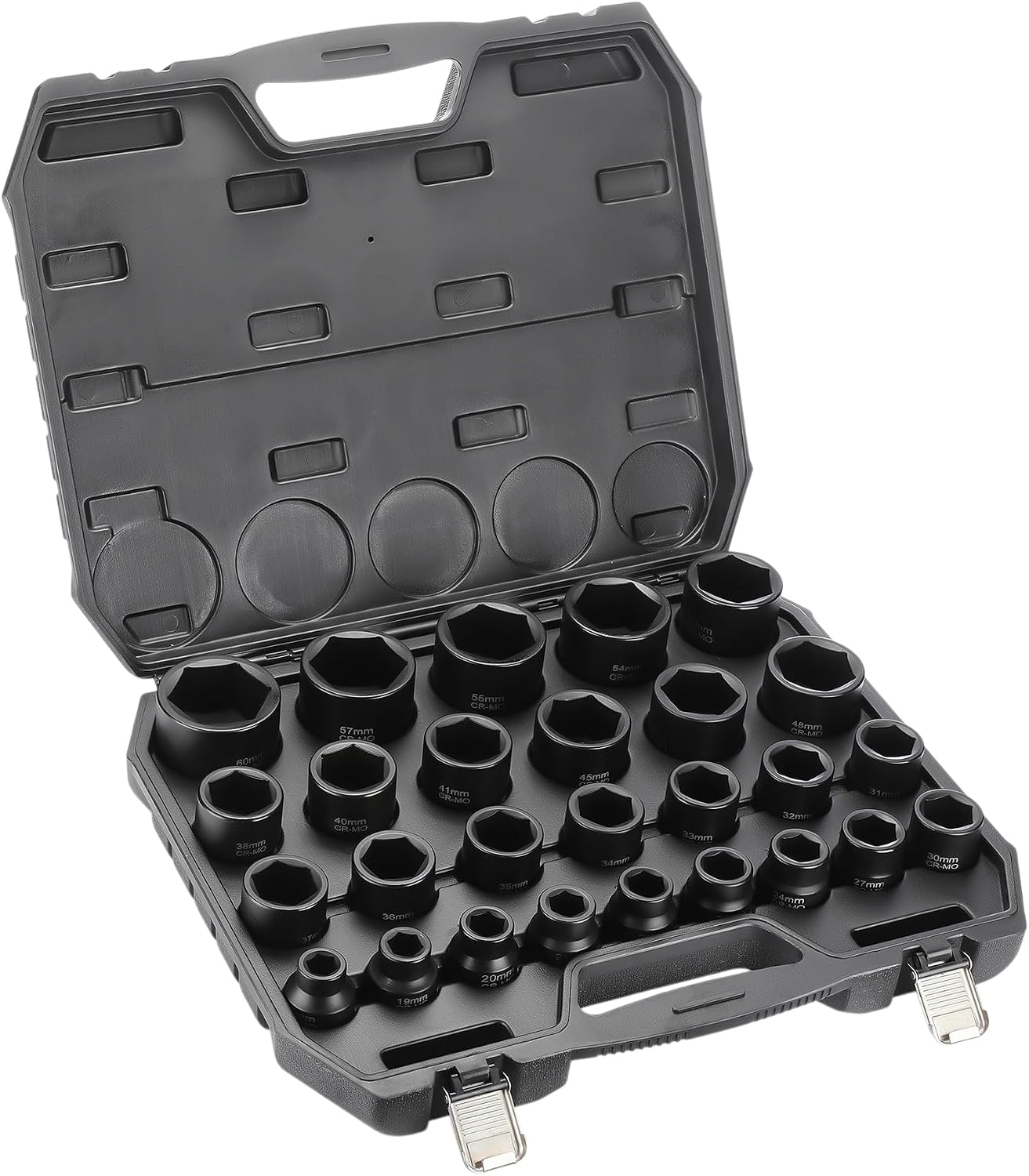 27 Piece 3/4' Drive 6 Point Metric Impact Socket Set | 17mm-60mm| Cr-Mo Steel