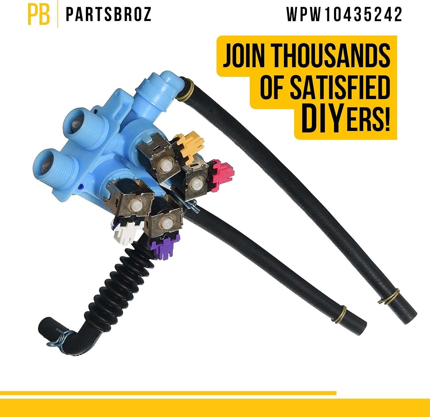 PartsBroz WPW10435242 Water Inlet Valve Assembly - Compatible With Whirlpool Maytag Washer - Replaces AP6021375 W10435242 2311853 PS11754698 W10435236 Ultra Durable Replacement