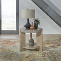 Liberty Furniture Affinity Round End Table for Living Room - Dusty Taupe Faux Concrete Tops