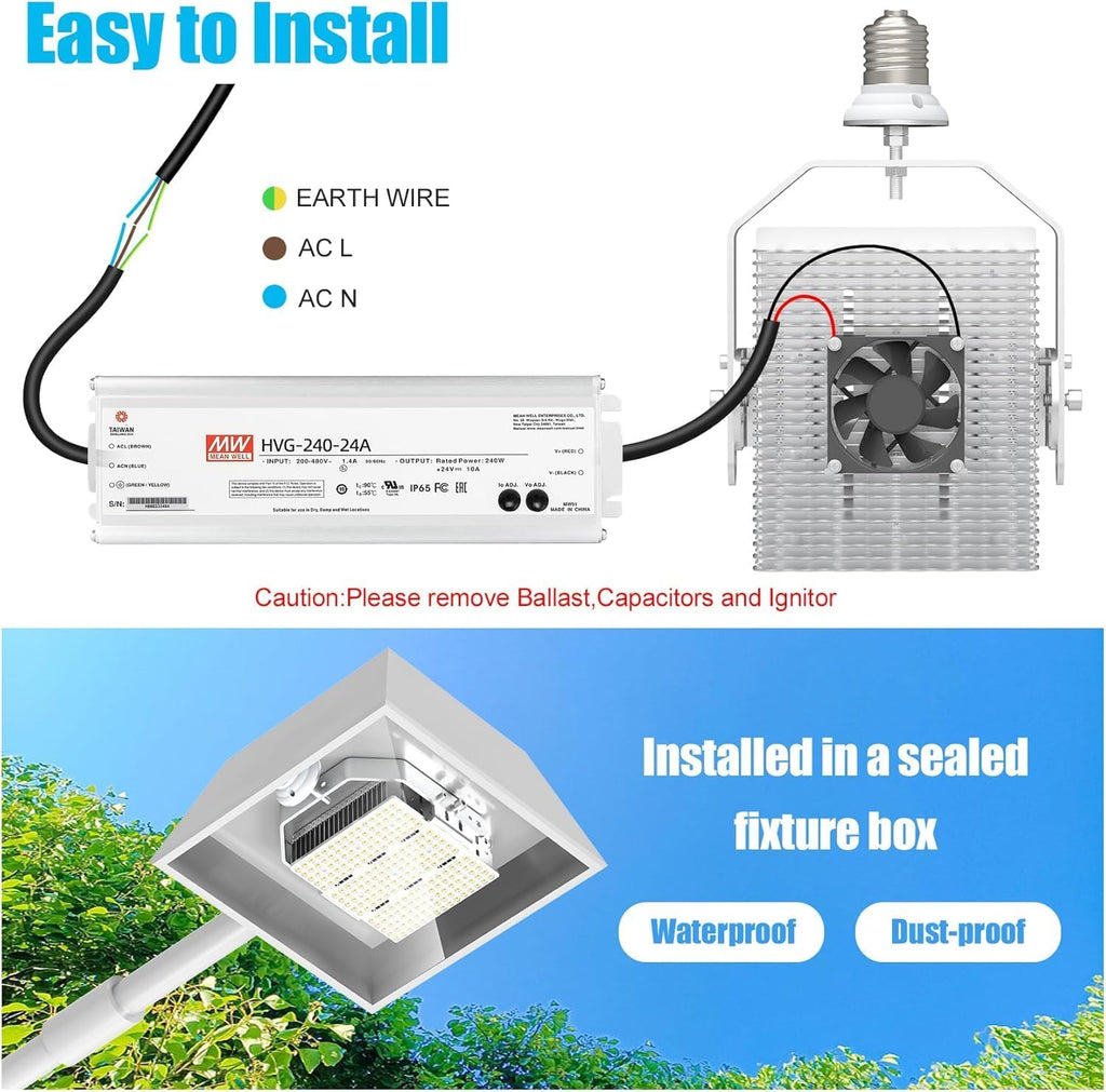 BBESTLED 12Pack 240W LED Shoebox Retrofit Kit AC277-480V LED Parking Lot Light Fixture Retrofit 5000K Replace 1000W Metal Halide, ETL Listed E39 Base Outdoor Lights Street Area Lighting Fixture