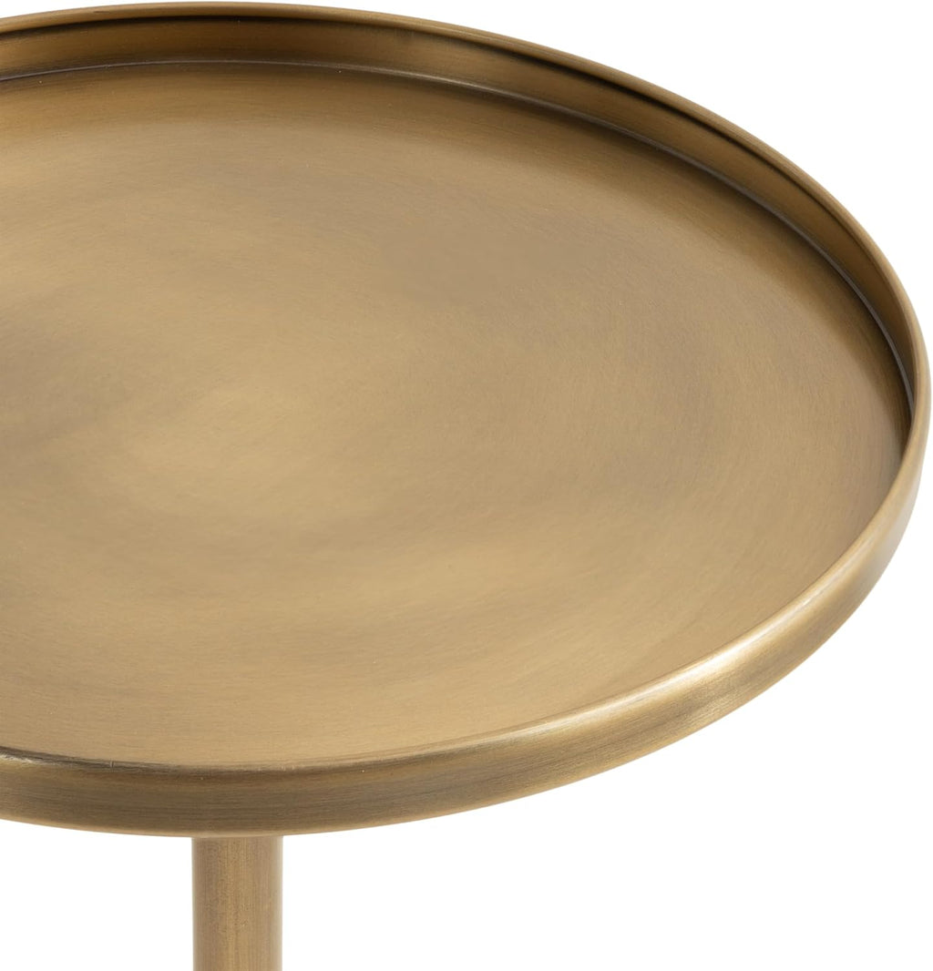 Kate and Laurel Tira Elegant Round Side Table, 14 x 24, Brass and Black, Modern Glam Circle End Table for Use as Bedroom Nightstand or Living Room Table Option