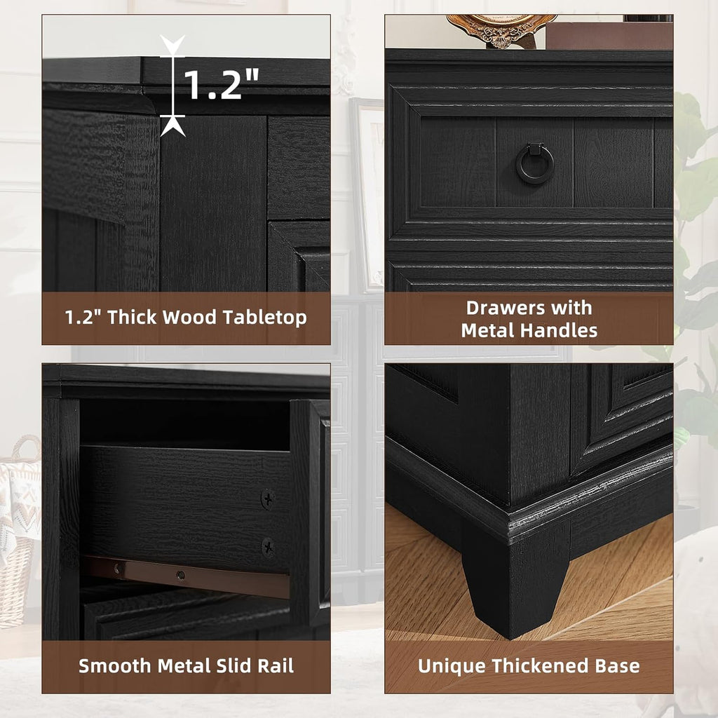 Joaxswe Farmhouse 4 Drawer Dresser for Bedroom Set of 2, 35' Tall Small Dressers & Chest of Drawers, Rustic Wood Dresser with Metal Handle, Storage Organizer Closet for Living Room, Hallway, Entryway
