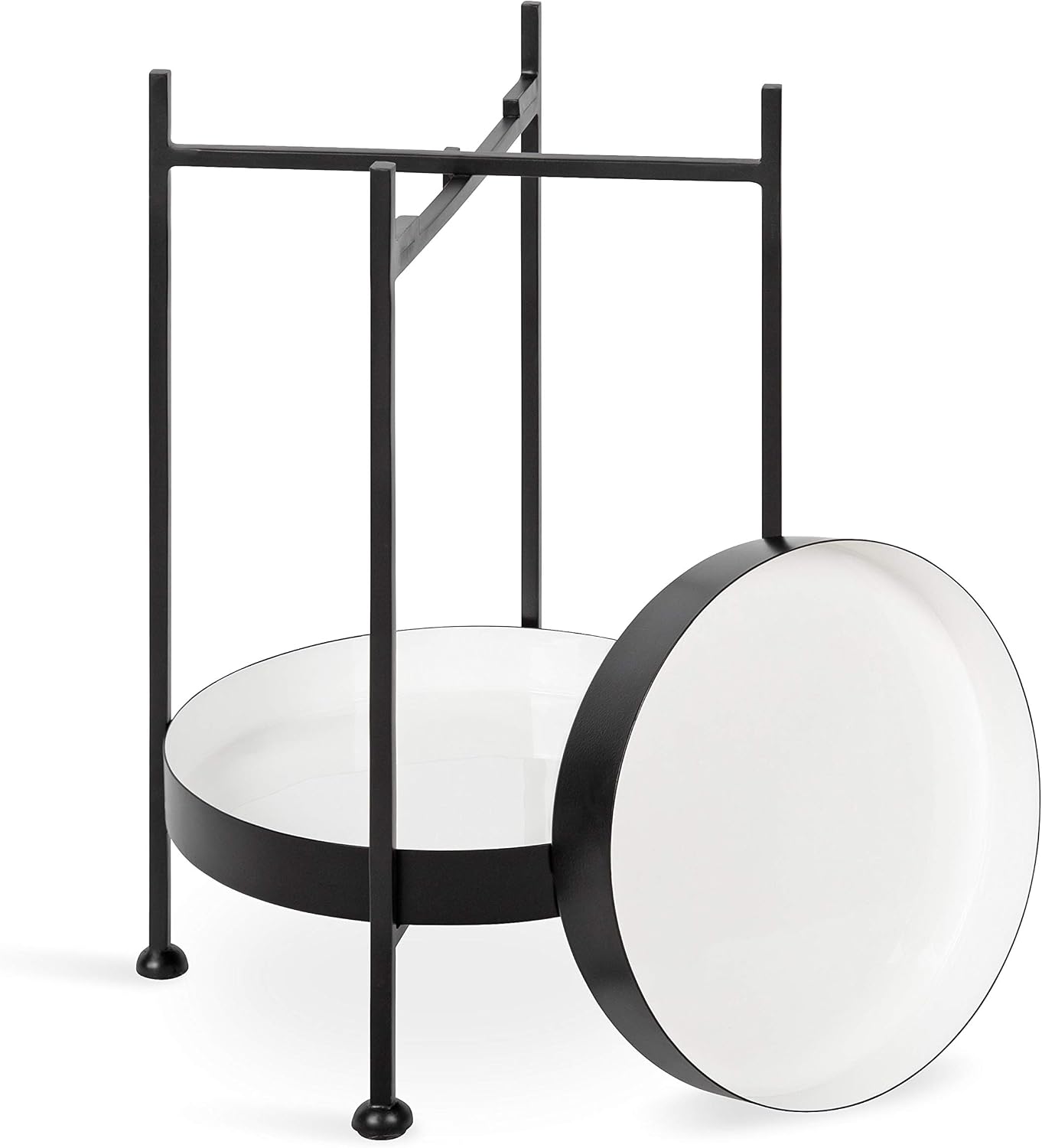 Kate and Laurel Nira Two-Tiered Modern Side Table, 15' x 15' x 24', White and Black, Chic Contemporary End Table for Storage and Decor
