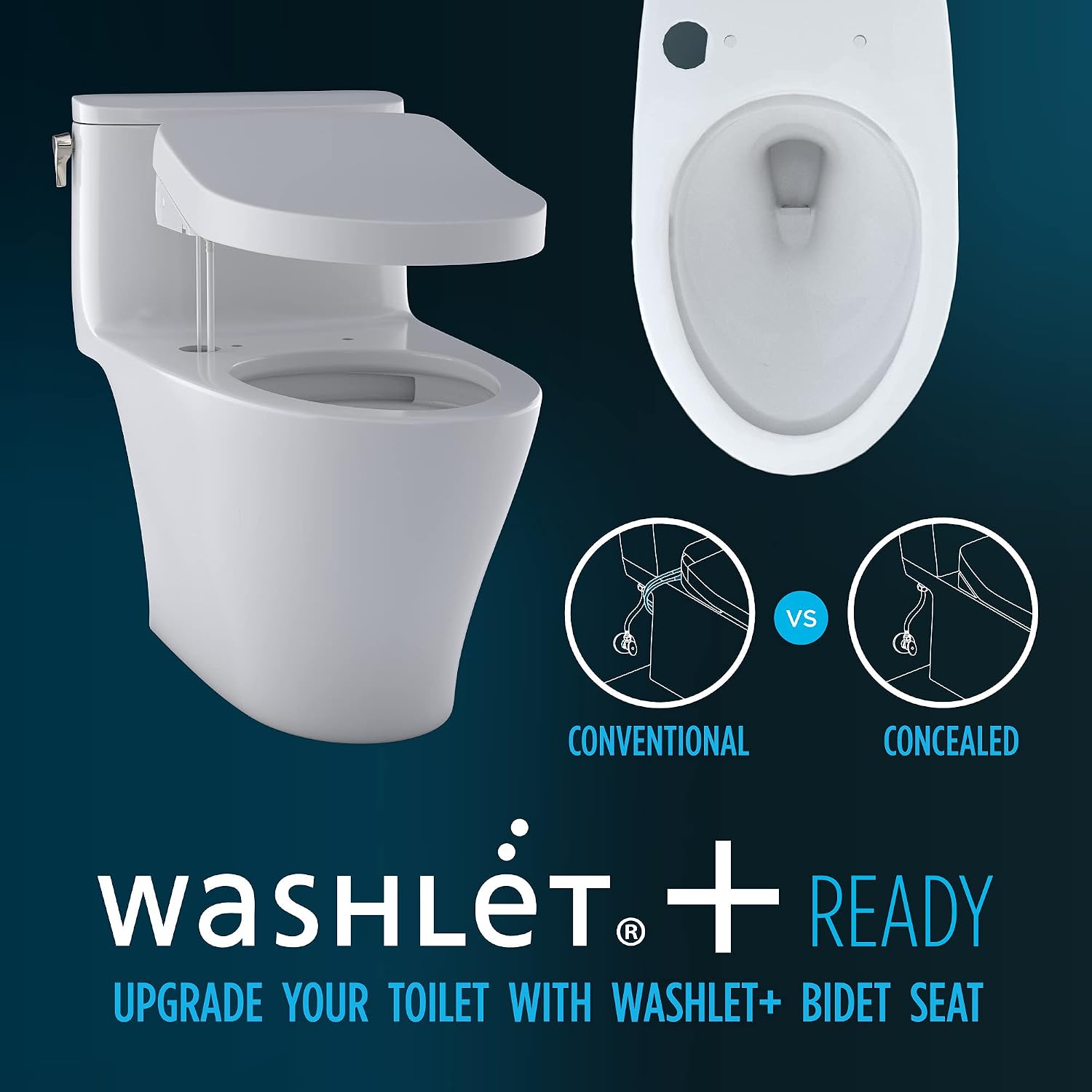 TOTO® Aquia IV® Cube Two-Piece Elongated Dual Flush 1.28 and 0.9 GPF Universal Height Toilet with CEFIONTECT®, WASHLET®+ Ready, Cotton White - MS436124CEMFGN#01