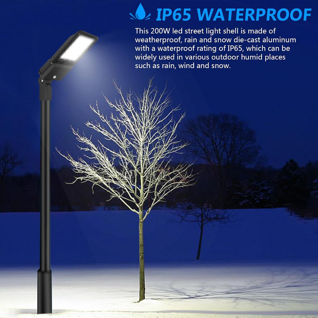 2 Pack 200W LED Parking Lot Outdoor Lights Slip Fitter Mount, 5000K 39000LM Commercial Outdoor Area Lighting with Dusk to Dawn Photocell, IP65 Waterproof LED Flood Light for Yard Driveway, ETL Listed