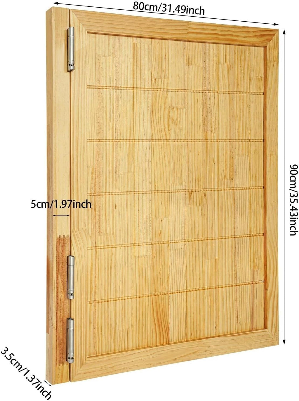 Swinging Doors Cafe Doors with 3 Hinges,Wood Swing Door Interior Saloon Half Partition Door for House Kitchen Shop Entrance Pub Porch(31.5x35.4in-Wood)