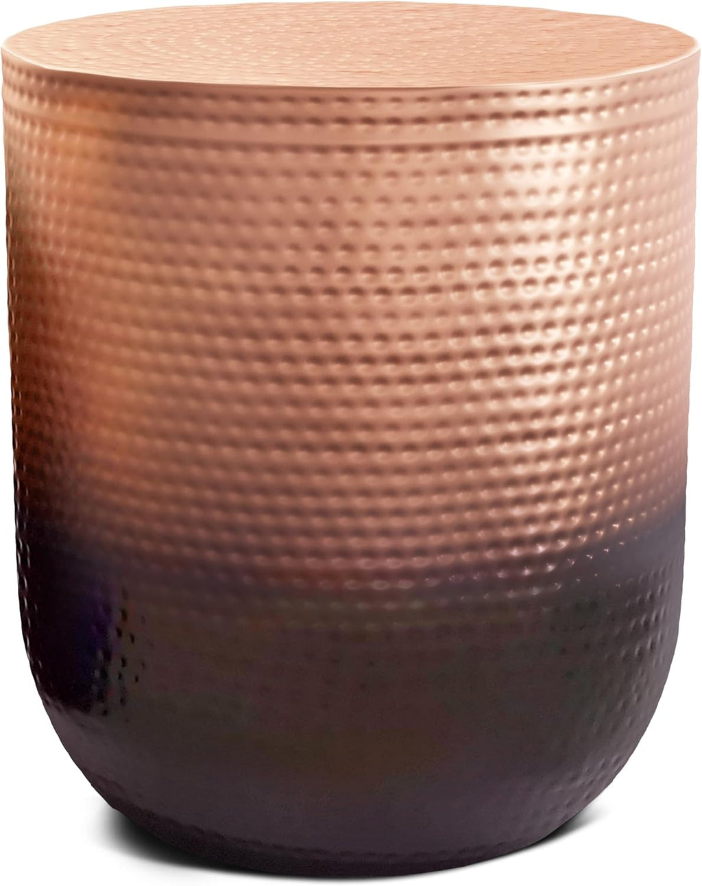 SIMPLIHOME Nova Metal Table - 19 inch Wide Round Iron Accent Table in Copper Ombre, Boho Drum Side Table for Living Room, Bedroom, or Office with Distinctive Textured Finish, Assembled