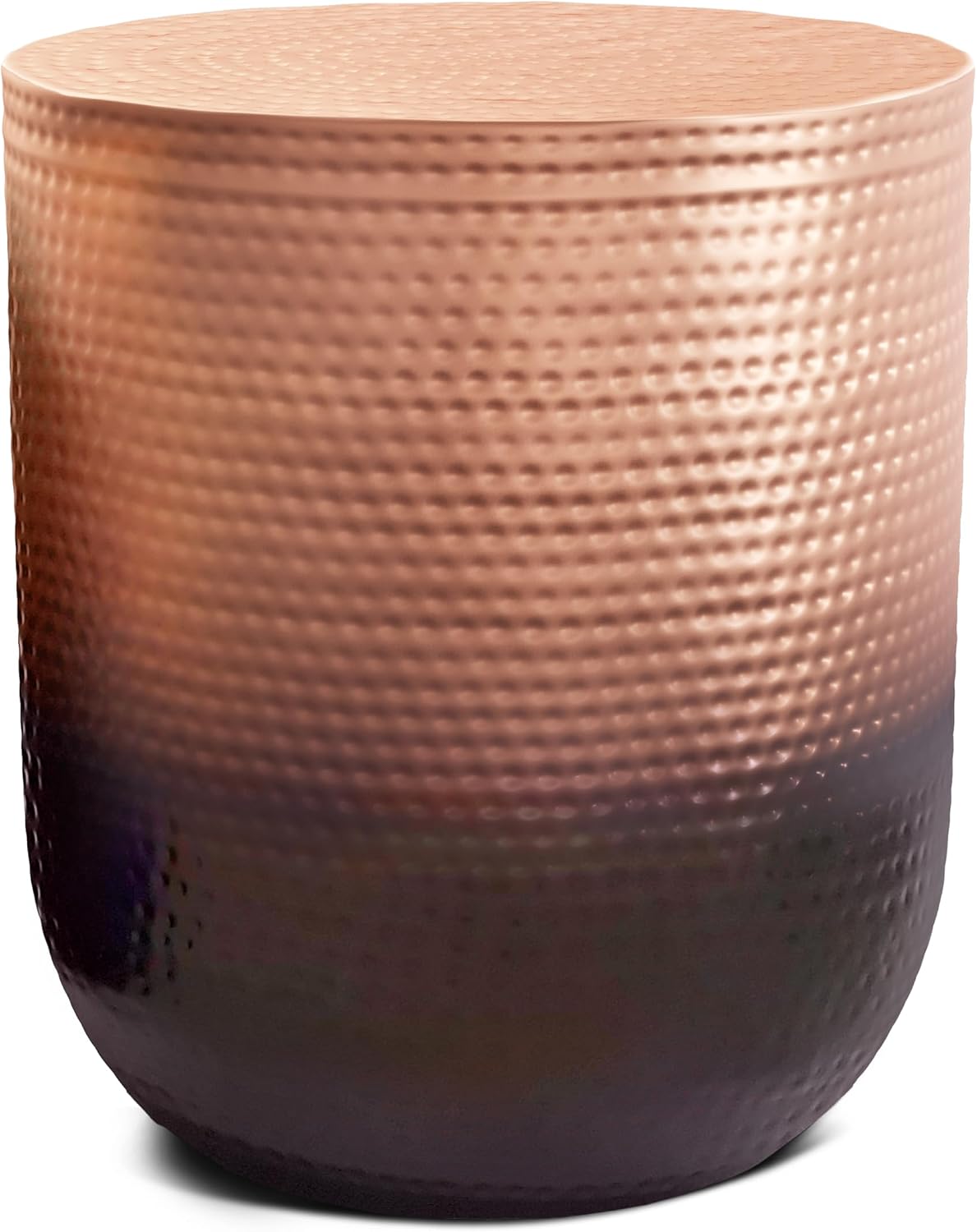SIMPLIHOME Nova Metal Table - 19 inch Wide Round Iron Accent Table in Copper Ombre, Boho Drum Side Table for Living Room, Bedroom, or Office with Distinctive Textured Finish, Assembled