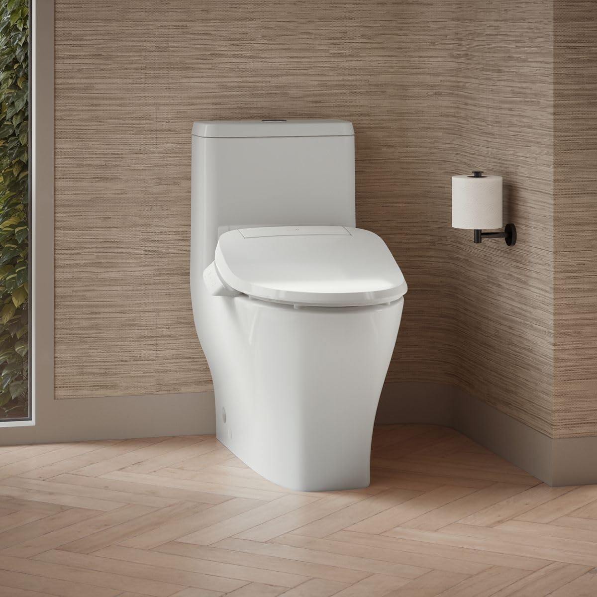 KOHLER Reach Up 1 PC Dual Flush Toilet, Skirted, K-23188-HC-0, Hide Cords and Supply Lines