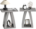 FROMJBEST End Tables Living Room, Side Table Beside Sofa, Nightstand for Bedroom, Couch Side Table with Shelf, Modern End Table for Living Room, Grey End Table Set of 2