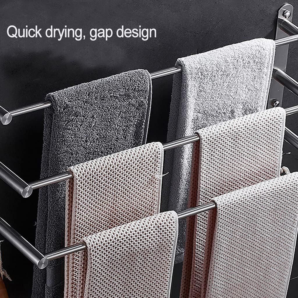 3 Tier Bath Towel Bar Rack with Hook Stainless Steel Wall Towel Rack for Bathroom Wall Mounted, Towel Ladder Holder,Multilayer Rack Shelf Bathroom Shelf with Towel B Polished-40cm