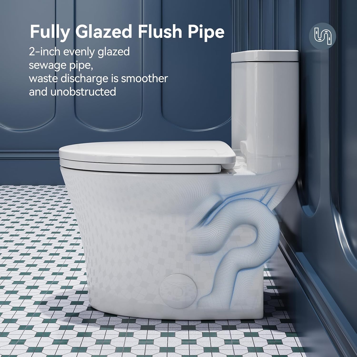 HOROW T0307W Elongated One Piece Toilet, Small Compact with Soft Close Seat, 1.1/1.6 GPF Powerful Dual Flush Toilet for Small Bathroom, 12' Rough-In Standard Toilet Bowl, White Modern Toilet