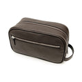 Maruse Italian Leather Toiletry Travel Bag with 2 Zippered Closures for Men and Women, Handmade in Italy, Brown