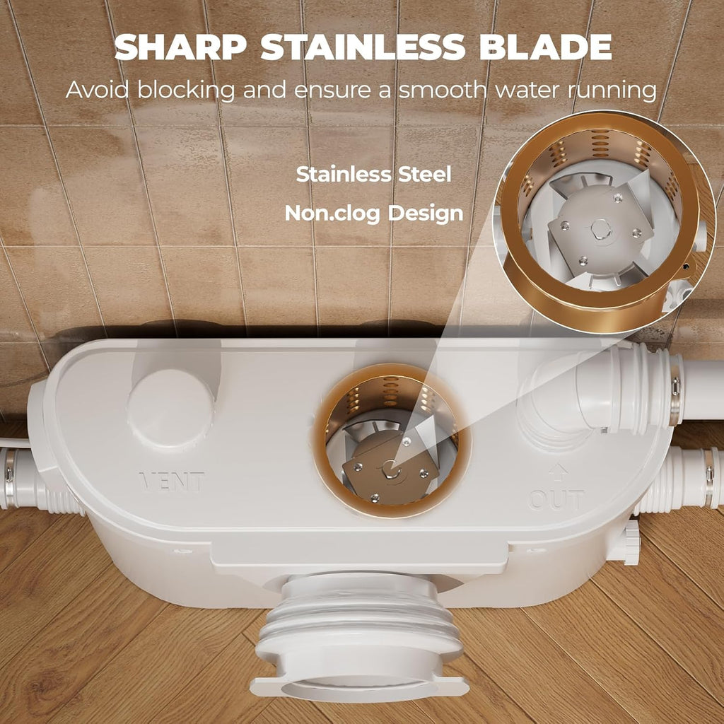 Macerating Toilet with Pump, Two-Piece Upflush Toilet For Basement, Powerful & Quiet Macerating Pump System With 3 Water Inlet & Ac Vent, 36ft Vertically, Elongated Bowl oct4
