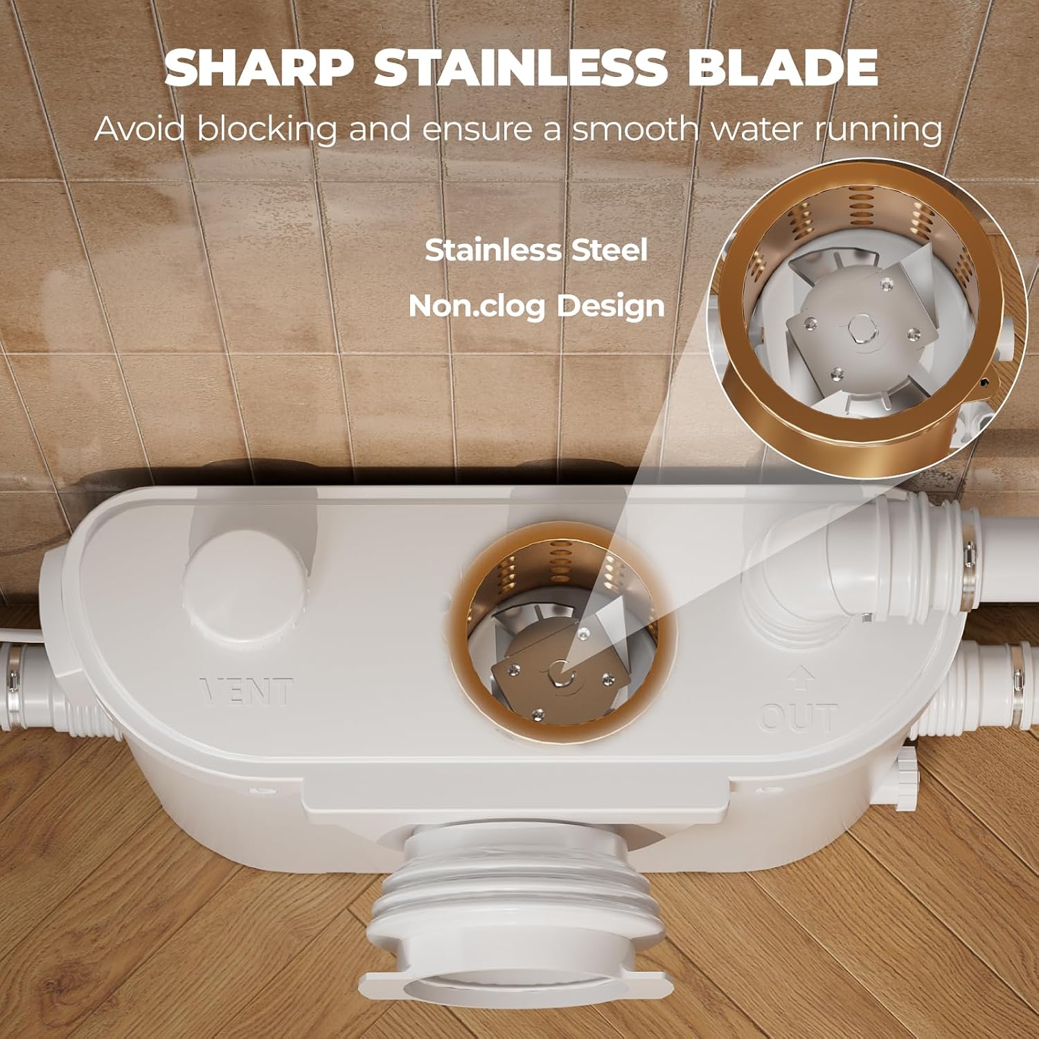 Macerating Toilet with Pump, Two-Piece Upflush Toilet For Basement, Powerful & Quiet Macerating Pump System With 3 Water Inlet & Ac Vent, 36ft Vertically, Elongated Bowl oct4