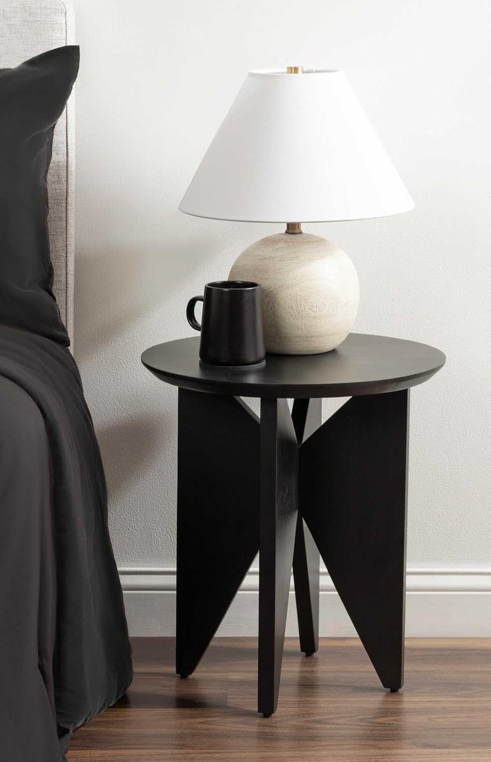 Kate and Laurel Faiza Modern Wooden Round Side Table, 18 x 18 x 20, Black, Transitional Wood End Table for Use as Bedroom Nightstand or Living Room Accent Table