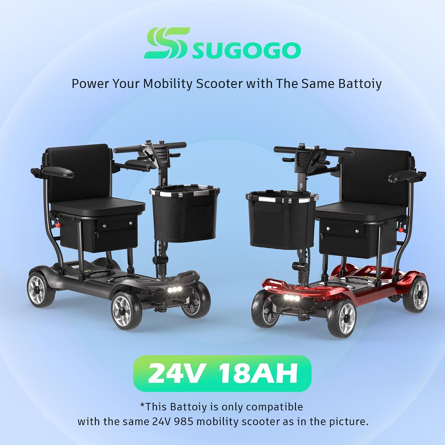 Mobility Scooter Spare Battoiy Accessories for YL-985 Mobility Scooters, 24V 18AH, Provides 18 Miles Range