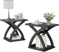 ChooChoo End Side Table Set of 2, Modern End Table with Storage Shelf, X-Design Side Table Living Room