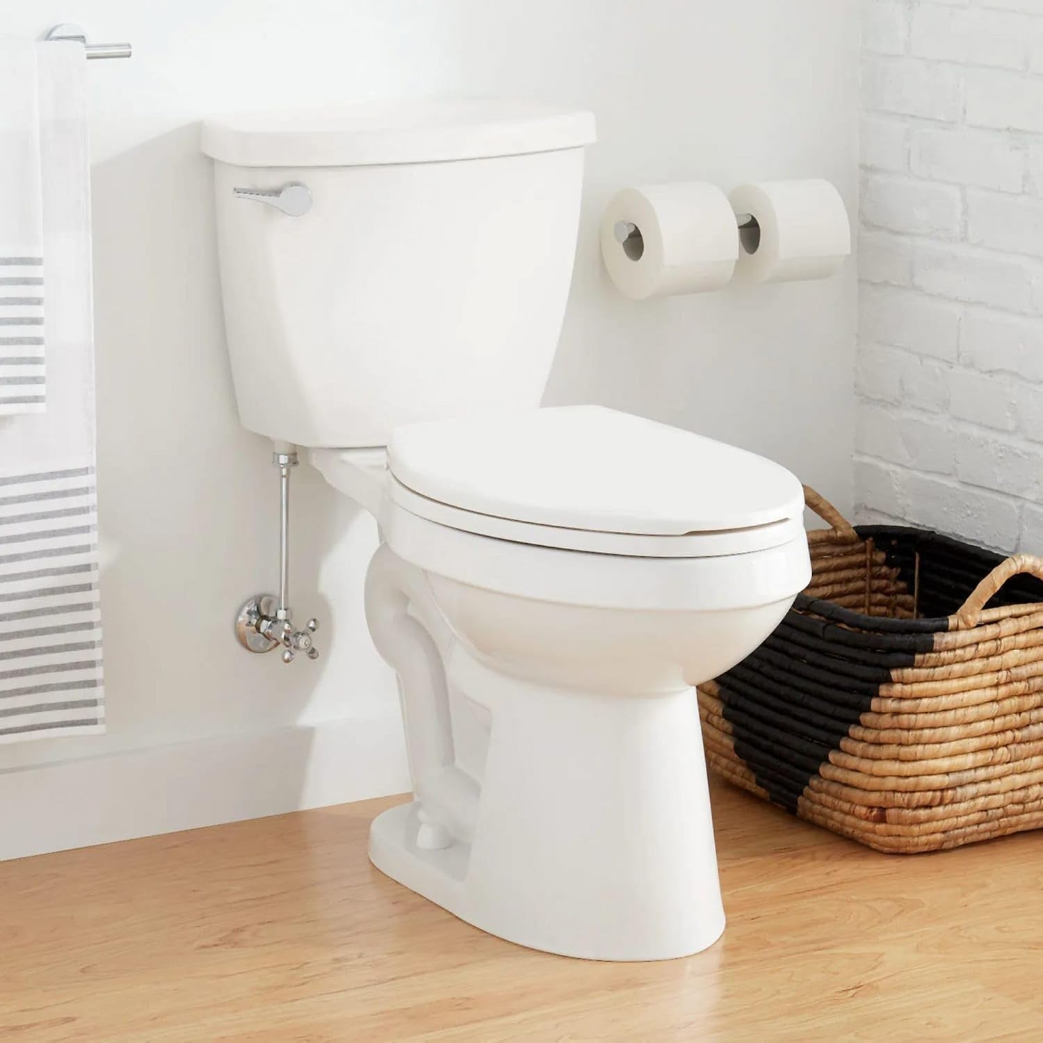 Signature Hardware 462379 Bradenton 1.28 GPF Two Piece Elongated Toilet with 12' Rough-In and Left Hand Lever - White