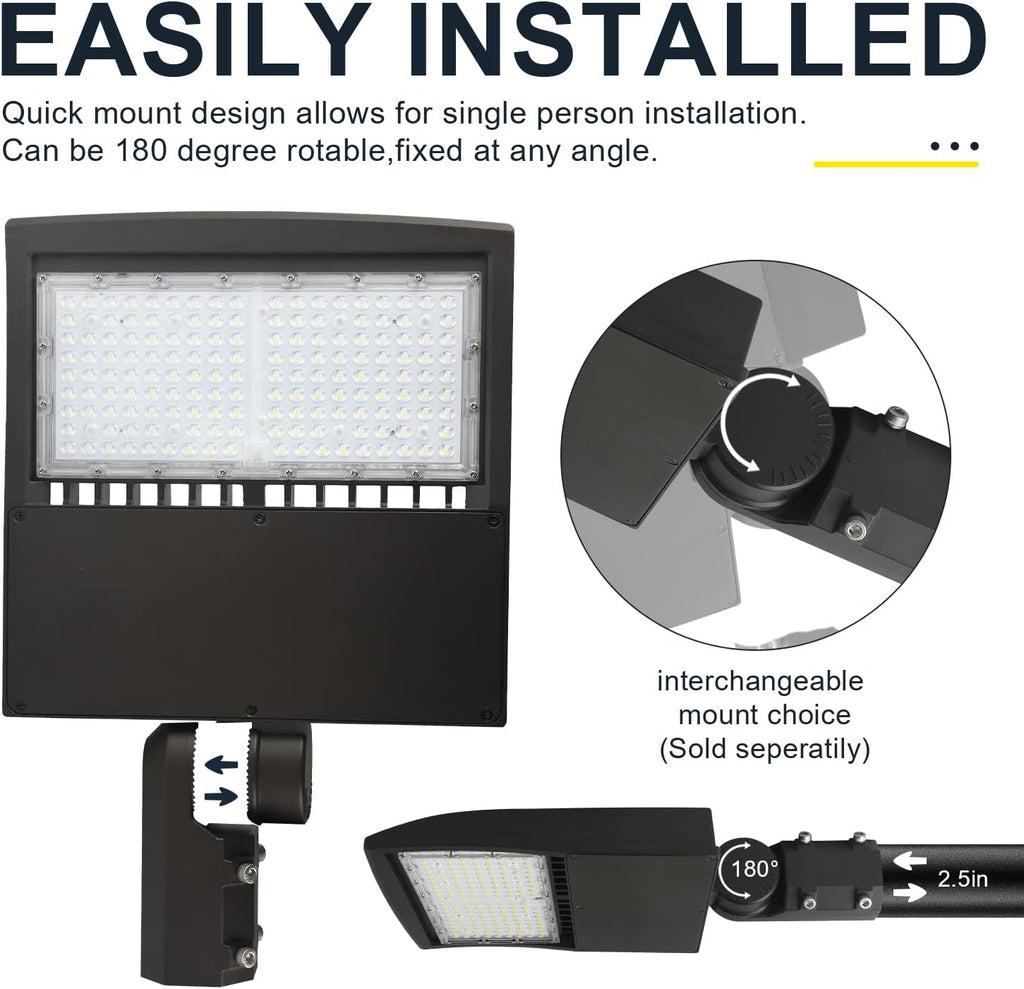 150W LED Parking Lot Light, 21000LM 5000K LED Shoebox Area Light (700W HID/HPS Equivalent), 1-10V Dimmable Commercial Outdoor Street Lighting with Slip Fitter Mount, IP65 100-277VAC