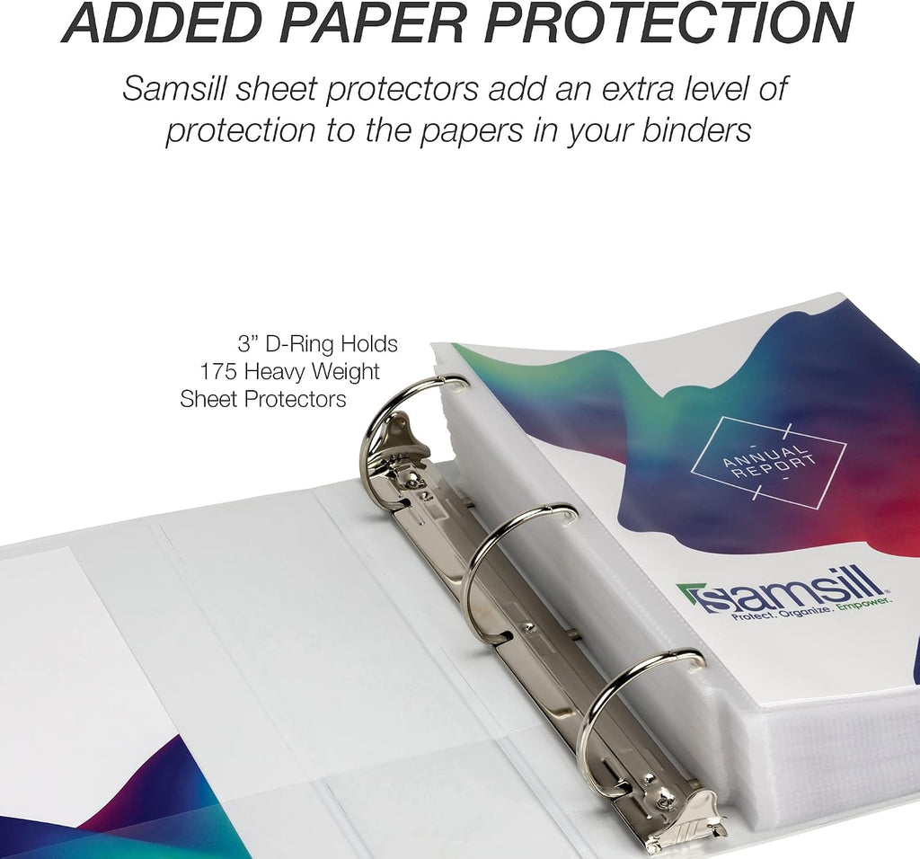 Samsill Durable 3 inch 3 Ring Binder, D Ring Binder, 100% Recycled Chipboard, White, Pallet of 288 Binders in 24 Cartons