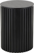 Deco 79 Wood Handmade Side End Accent Table Ribbed End Table with Slatted Base, Side Table 16' x 16' x 21', Black
