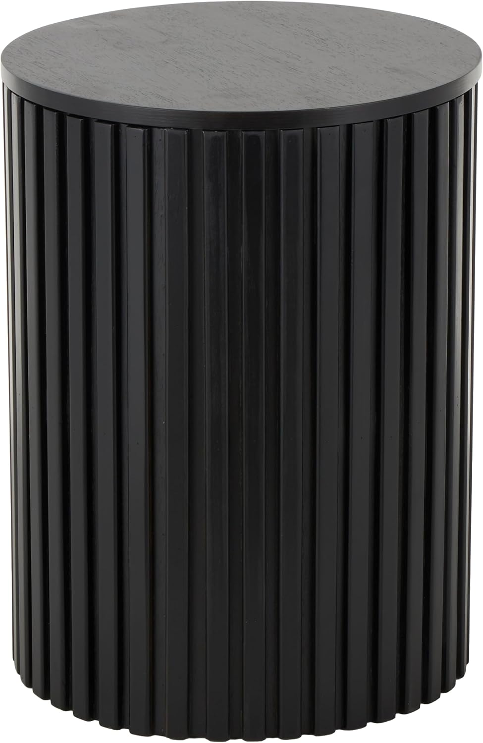 Deco 79 Wood Handmade Side End Accent Table Ribbed End Table with Slatted Base, Side Table 16' x 16' x 21', Black