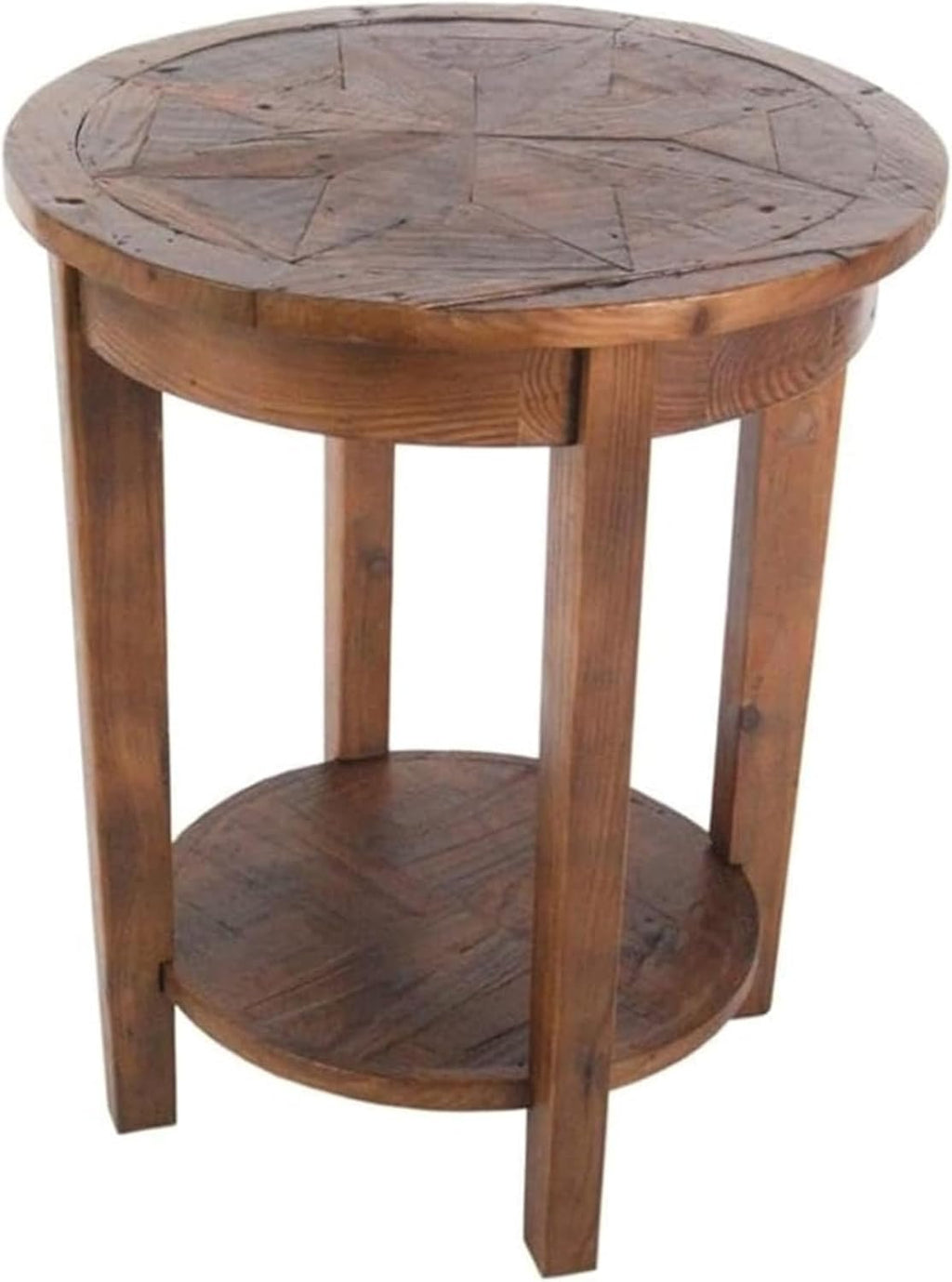 Alaterre Furniture Revive 20 Inch Round End Table with Bottom Shelf for Storage, and Unique Wood Characters - Modern Rustic Living Room Furniture