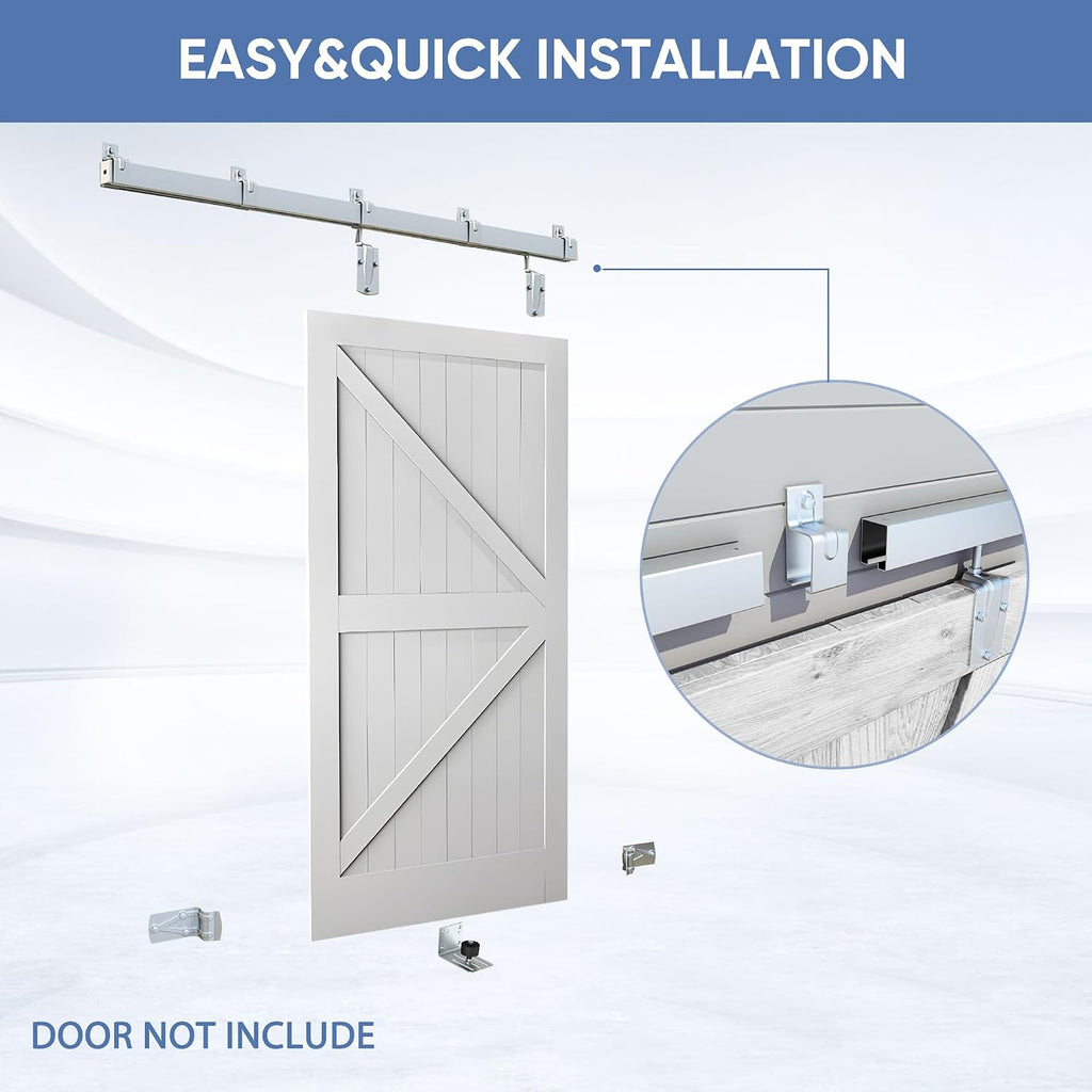 Exterior Barn Door Hardware, BARNSMITH 10FT Sliding Barn Doors Hardware Kit Heavy Duty Track for Indoor and Exterior Doors，Wall Mount Kit, Silver(NO Door, Hardware Only)