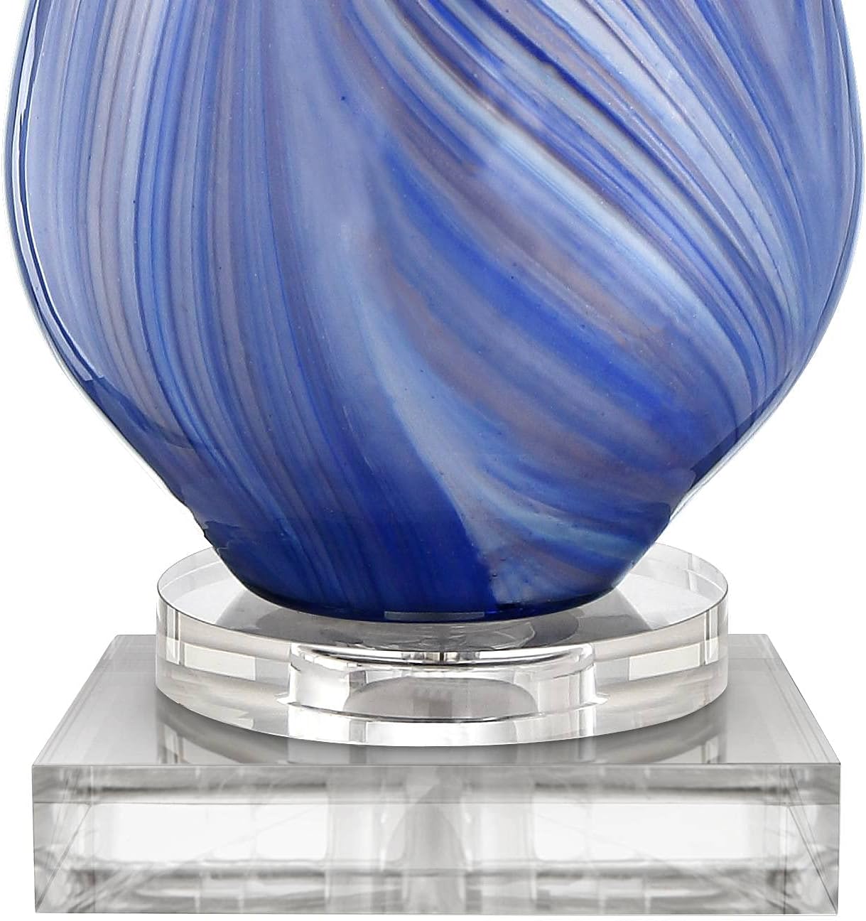 Possini Euro Design Taylor Modern Coastal Table Lamp with Square Riser 30.5' Tall Blue Art Glass White Fabric Shade for Living Room Bedroom House Bedside Nightstand Home Office (Color May Vary)
