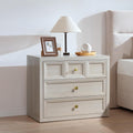 3 Drawers Nightstand with Charging Station, 30.7' King Size Bedside Table with 3 Drawers, Accent End Table W/Large Storage, Modern Wood Side Table for Bedroom,Office, Beige (1 Piece, Beige)