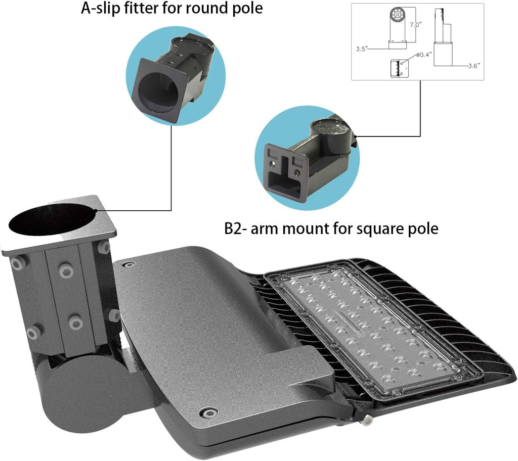 150W LED Parking Lot Light-Commercial Industrial Area Lights 4000K Daylight-Waterproof Pole Shoebox Lighting-Street Area Lights Fixture 19500lm (150W/F2-arm Mount for wall Mount)