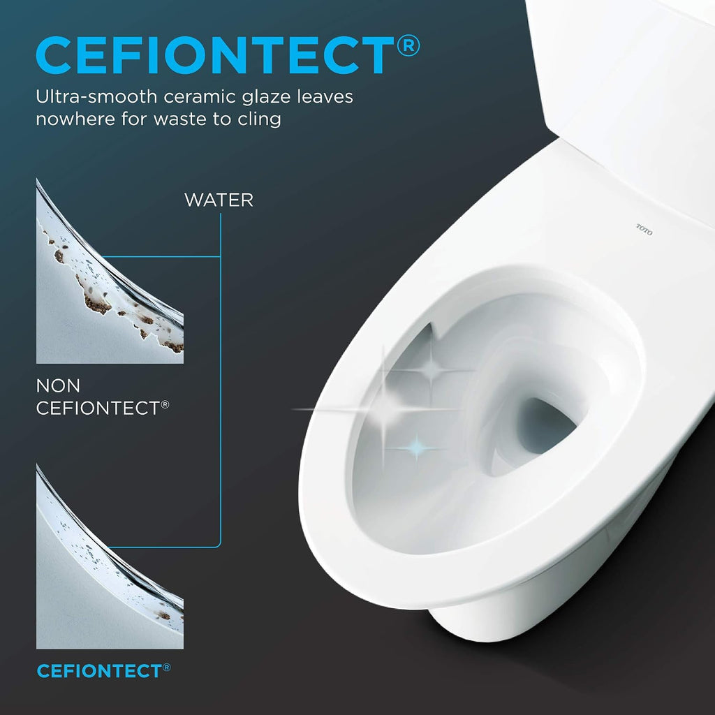 TOTO® WASHLET+® Drake® II 1G® Two-Piece Elongated 1.0 GPF Toilet and WASHLET+® S500e Contemporary Bidet Seat, Cotton White - MW4543046CUFG#01