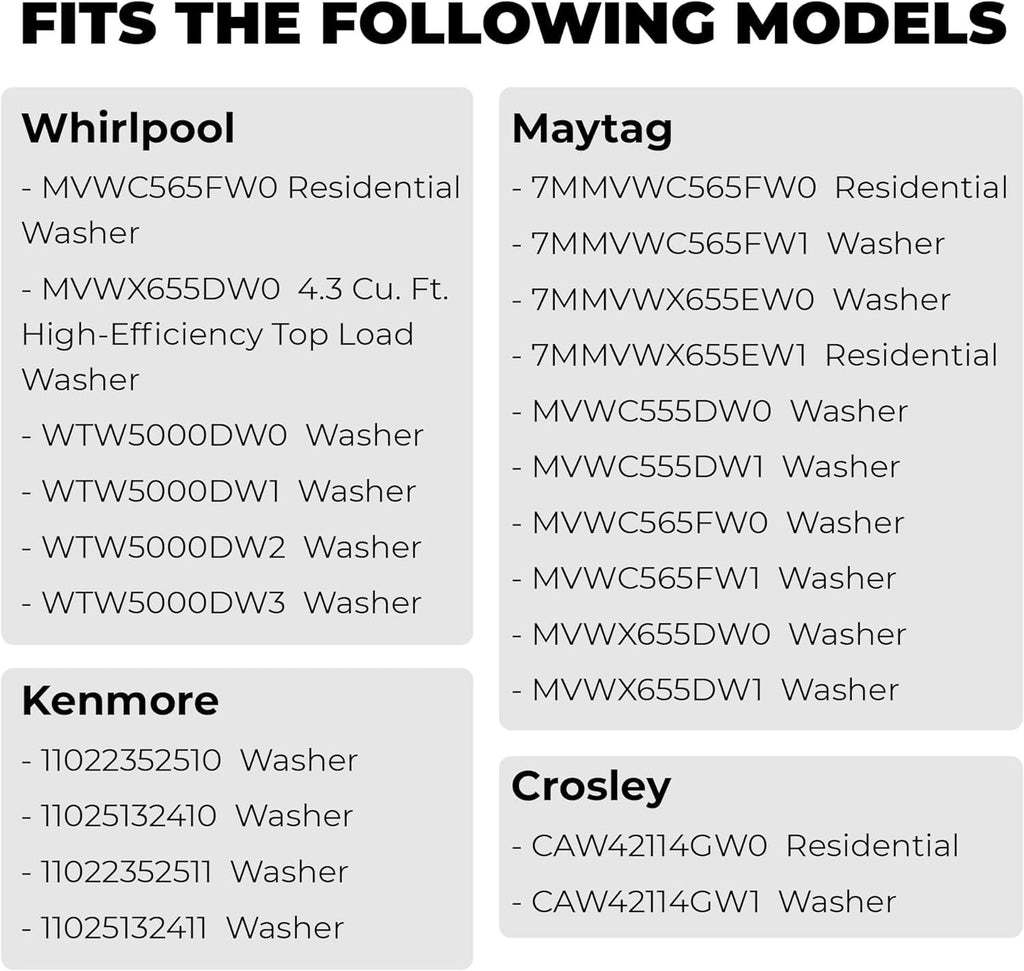 W11454734 Washer Gear Case Replaces AP6993915, W11035751, W10771760, W10006481, W10870913 Works with Maytag Whirlpool Kenmore Crosley, and W10721967 Cam Kit with WPW10006384 Washer Drive Belt