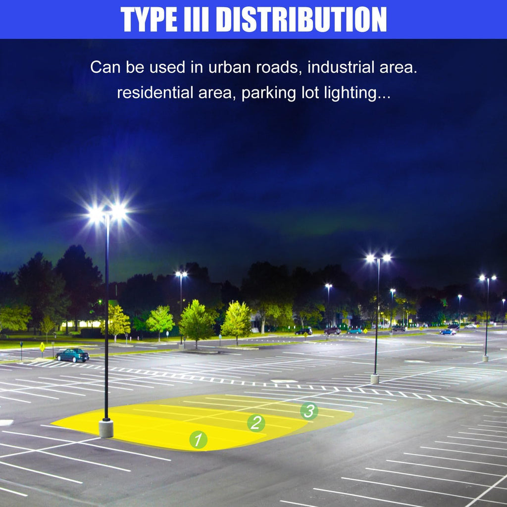 150w High Voltage 347v 480v LED Shoebox Area Light Parking Lot Lighting Street Lamp Stadium Light Flood Light Type III Distribution 5000k Daylight UL Lighting Facts (150w 347/480v, Slip Fitter)