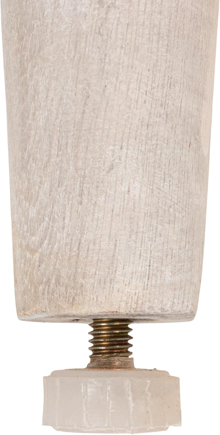 Creative Co-Op Round Solid Wood End Table with 2 Woven Cane Shelves, Distressed White