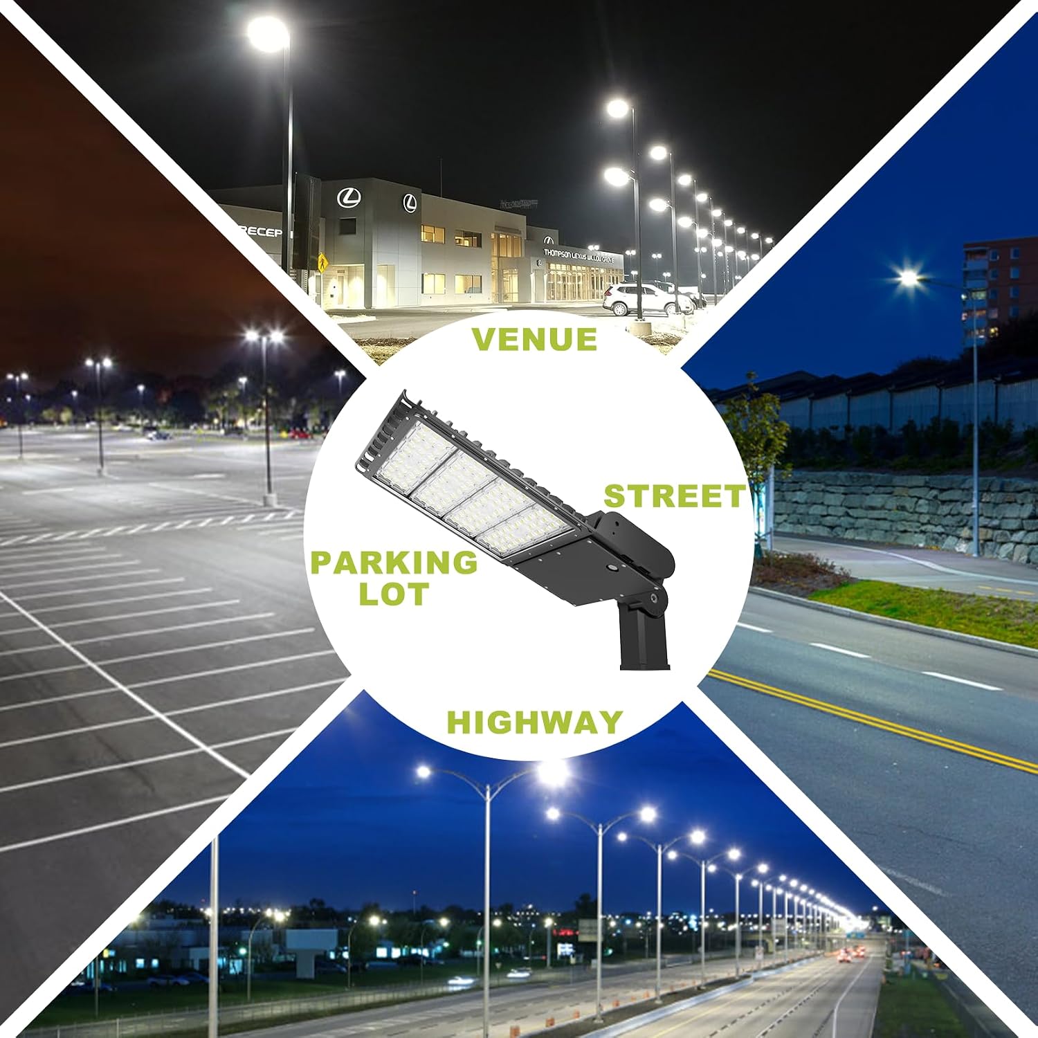 LED Parking Lot Light 400W 5700K 56000LM Commercial Shoebox Area Street Park Roadside Lighting Pole Fixture Super Bright IP65 Waterproof Outdoor Slip Fitter Mounting ETL Listed