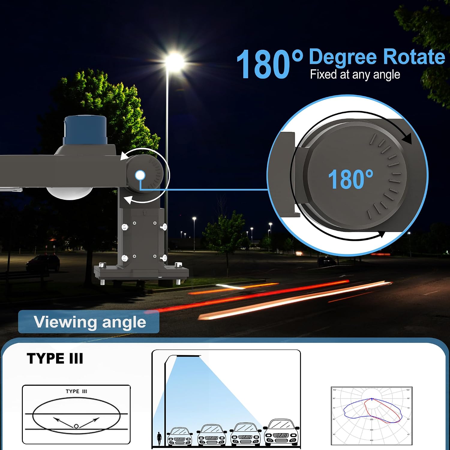 LEDMyplace Pole Lights 300W LED Parking Lot Light with Dusk to Dawn Motion Sensor Outdoor Lights, 42000LM, 5700K, Waterproof Commercial Steet & Area Lighting for Sports, Stadium