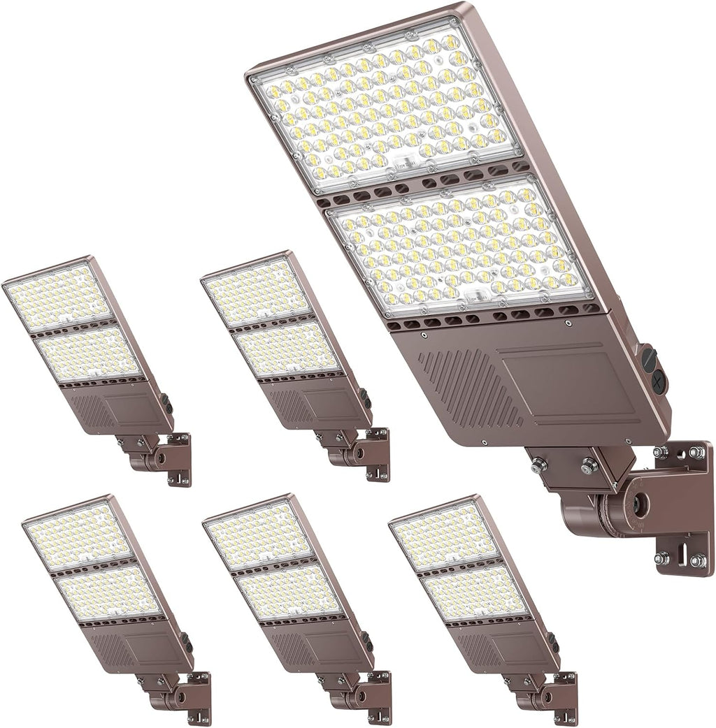 ADUB 6PCS LED Parking Lot Light 350W 280W 210W,LED Shoebox Light 5700K 5000K 4500K Arm&Slip Fit Mount,ETL Listed Outdoor Pole Light with Photocell,IP65 Commercial Street Area Flood Lighting