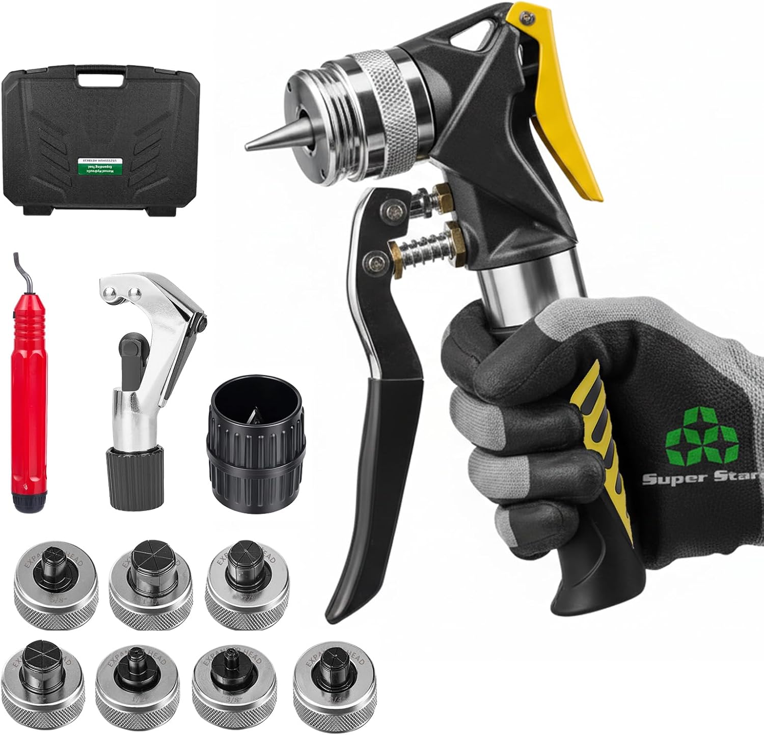 Super Stars Hydraulic Copper Tube Expander Kit – HVAC Swaging Tool with Tube Cutter, Deburring Tool