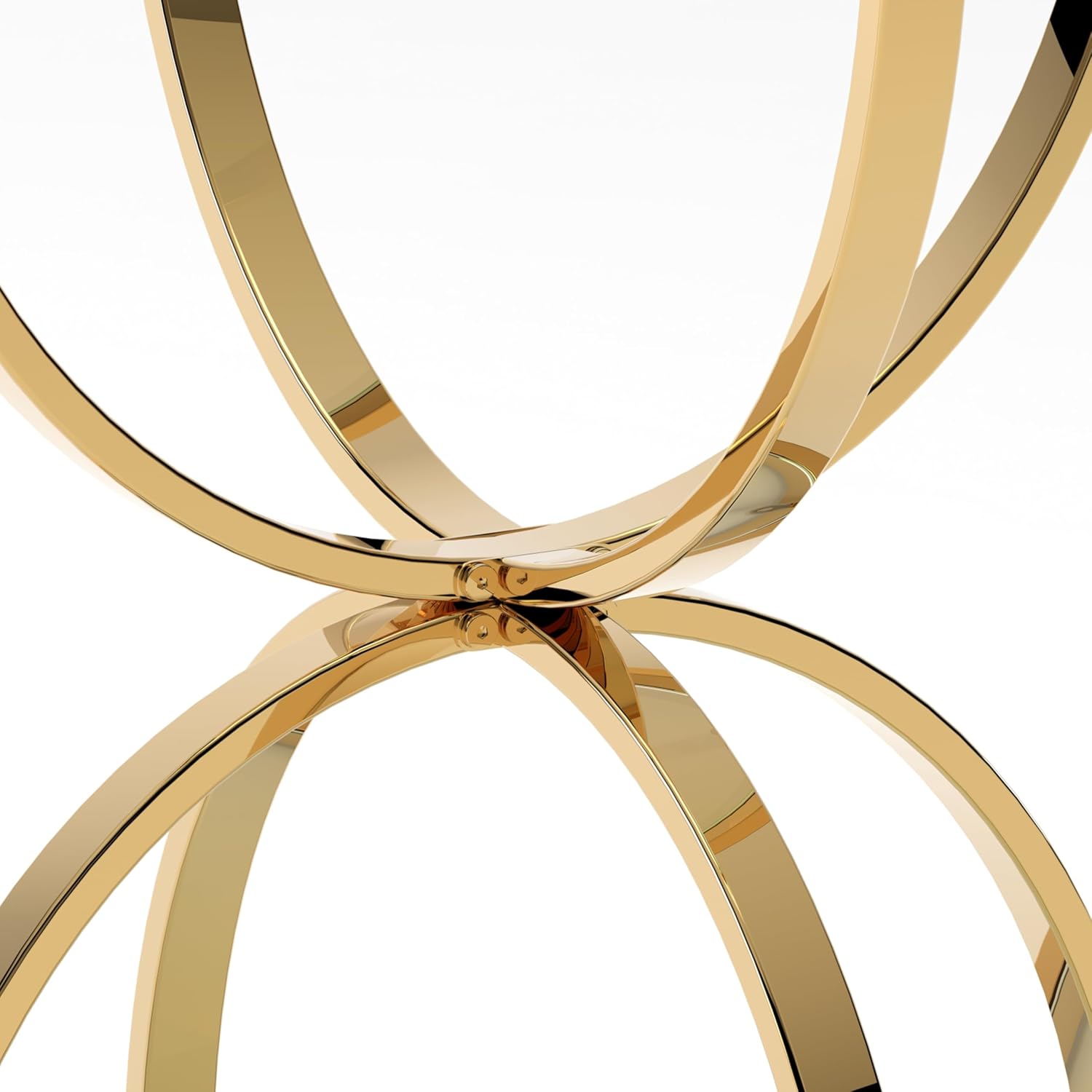 JIJIWANG 2 Tier Round Glass Side Table with Metal Frame and Clear Tempered Glass, 24.02' H Ring-Shaped Coffee Table for Living Room, Bedroom and Office, Gold