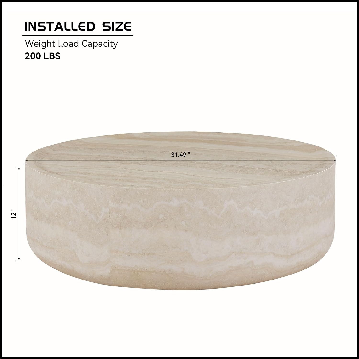 Round Coffee Table for Living Room, Modern Circle Coffee Table Faux Mars Pattern Center Table for Apartment, No Need Assembly (Marble, 31.49 Inch)