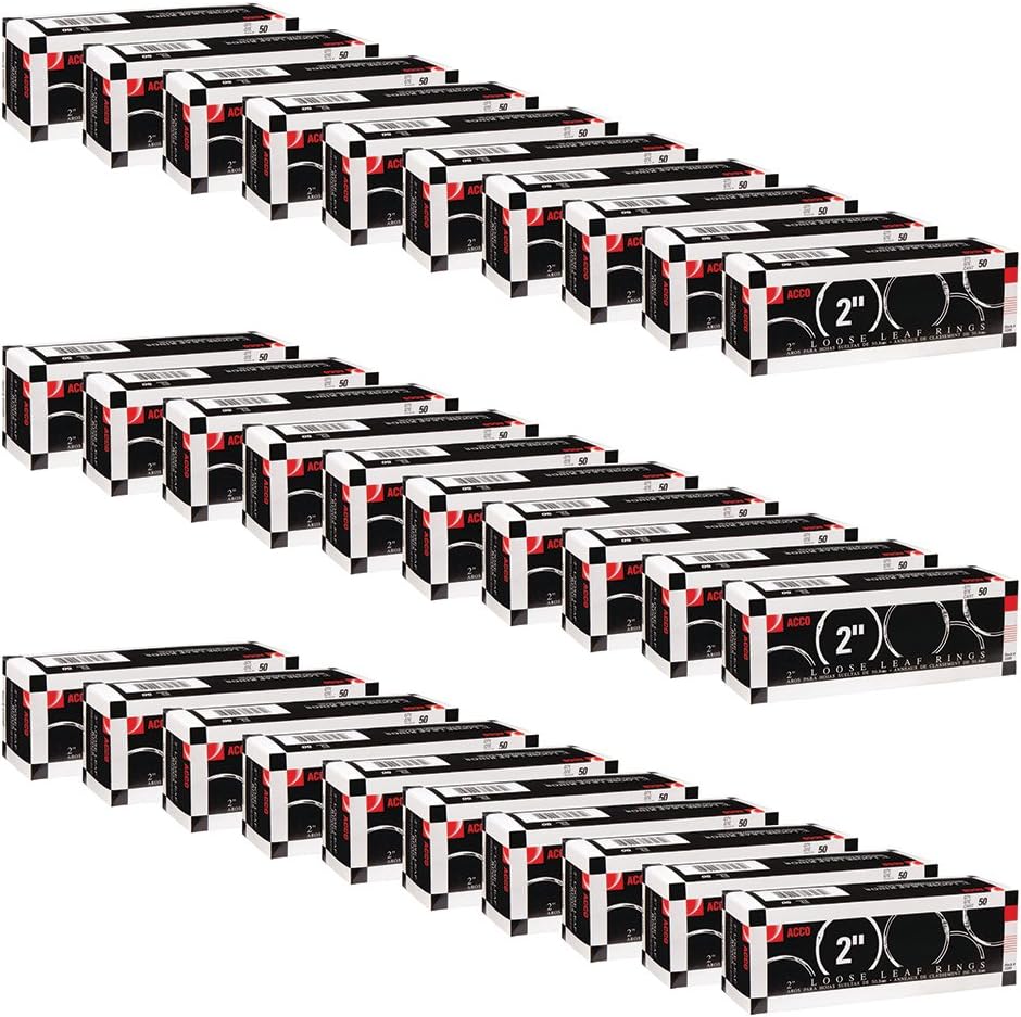 ACCO Loose Leaf Binder Rings, 2', Silver, 50 Rings/Box (A7072205CS) (Pack Of 30)