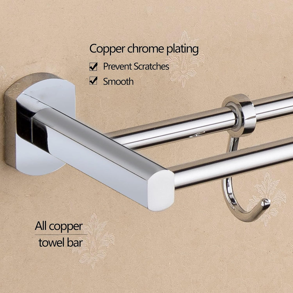 Towel Rail for Bathroom, 2-Tier Bath Towel Rack All Copper Towel Rail with Hooks Wall Mounted Towel Holder Towel Bar Rail for Kitchen Bathroom(Chrome,30cm-100cm)(SZ:70cm) (Color : Multi Colored, Siz