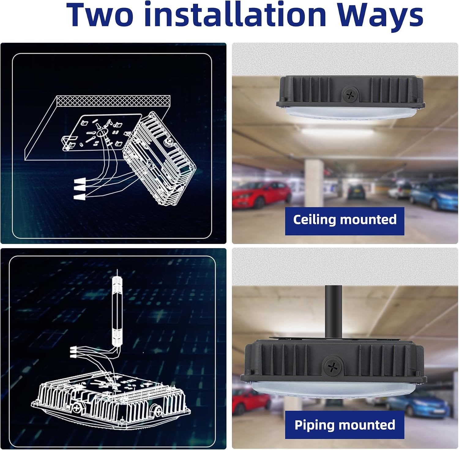 70W LED Canopy Light Fixture,2 Pack,110V AC,5500K,9.5' x 9.5', Gas Station, Street & Outdoor Lighting, Daylight White Ceiling Light for Gas Station(4 Pack)