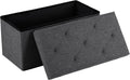 DUMOS 30in Storage Ottoman Bench, Storage Chest, End of Bed Foot Rest Stool with Padded Seat, Bedroom Bench for Living Room, Bedroom, Support 660lbs, Grey